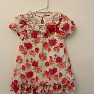 Nannette baby 3t dress red flowers